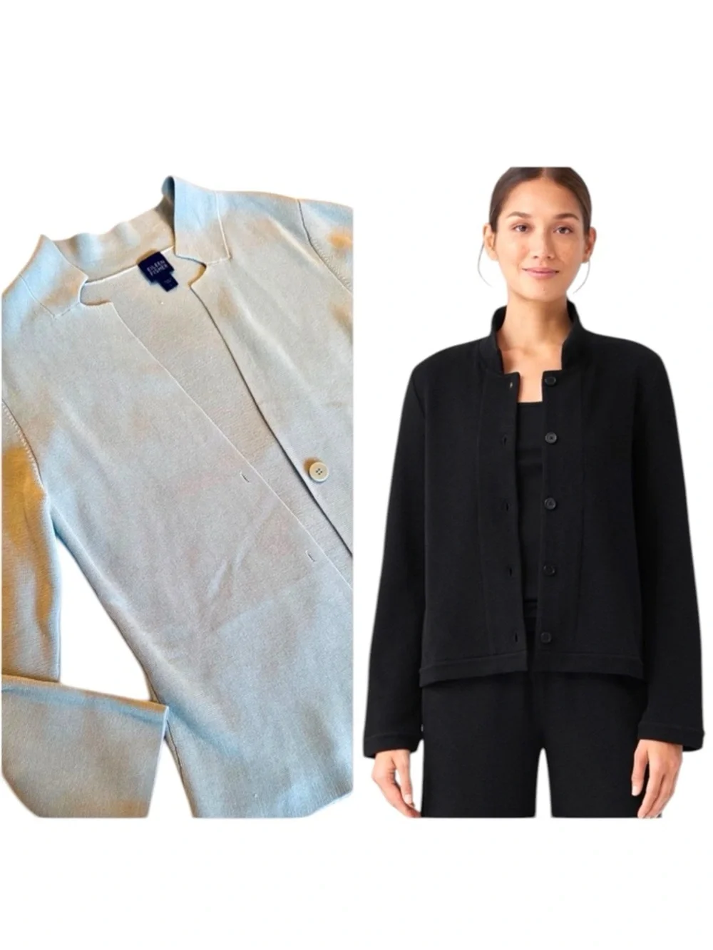 EILEEN FISHER Silk Cotton Pale Sage Green Women's Sweater Cardigan Jacket